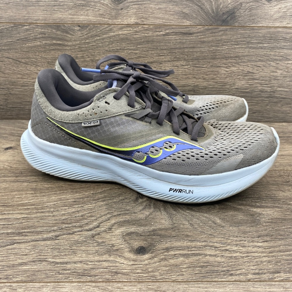 Saucony Ride 15 Running Shoes Womens Size 9 Grey Blue Yellow S10830-15 PWRRUN